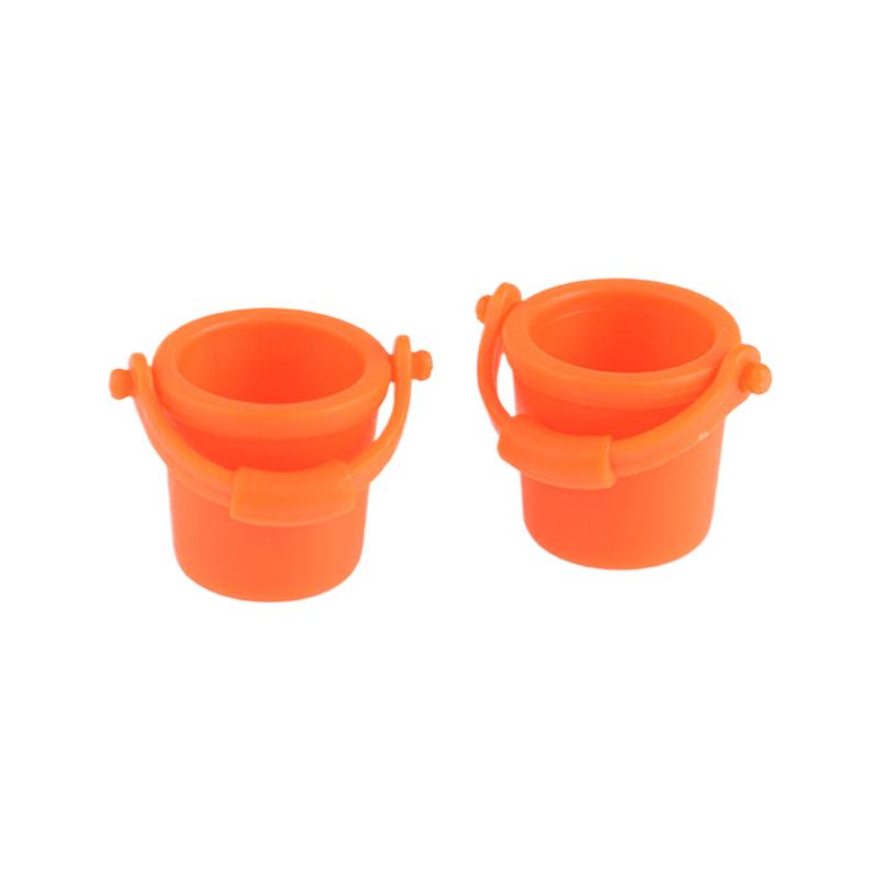 2Pcs 1/12 Dollhouse Mini Simulation Water Buckets Dollhouse Garden Beach Bucket Dolls House Accessories Pretend Play Toys