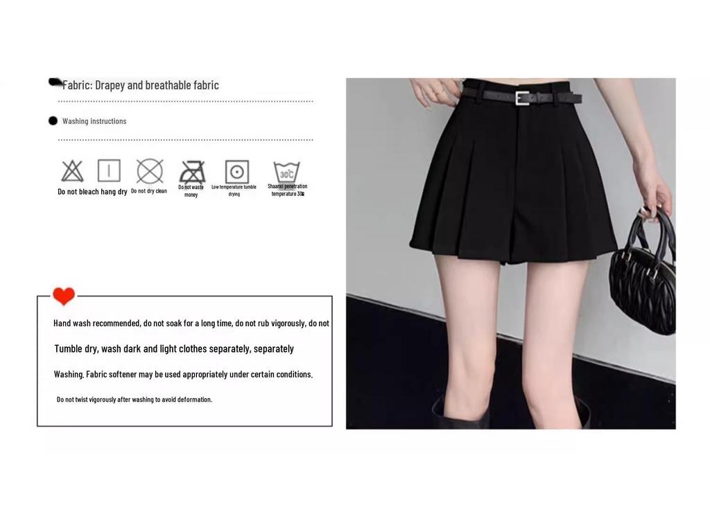 Γυναικείες πλισέ φόρμες σε γραμμή Α, υψηλής ποιότητας, σε γκρι χρώμα: Ριχτά, φαρδιά, casual καλοκαιρινά σορτς σε vintage στυλ (Συλλογή 2024)