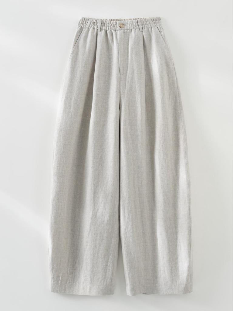 Women's Linen Wide-Leg High-End Curve Pants, Breathable Elastic Waist, Spring/Summer Style