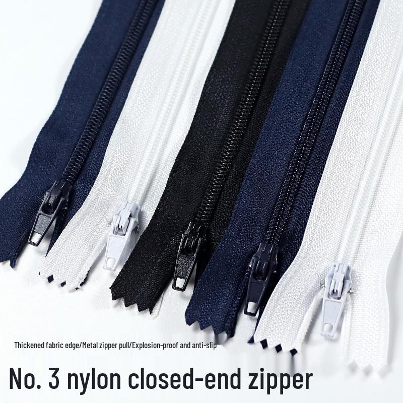 Nein. 3 schwarze Nylon-Reißverschlüsse mit geschlossenem Ende für Anzugshosen, Röcke und Shorts mit Anti-Rutsch-Schieber