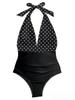 Tight Swimsuit Women One Piece Sexy Gradient Halter Neck Backless Swimwear Women Fashion Beach Vacation Elegant Swimwear