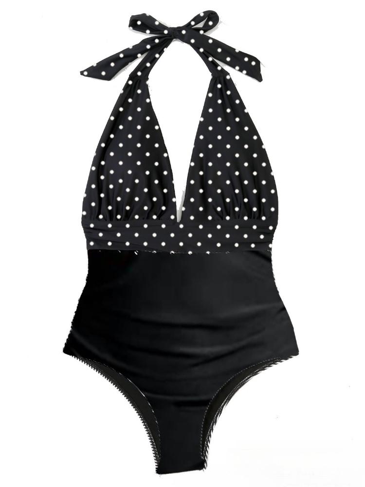 Tight Swimsuit Women One Piece Sexy Gradient Halter Neck Backless Swimwear Women Fashion Beach Vacation Elegant Swimwear