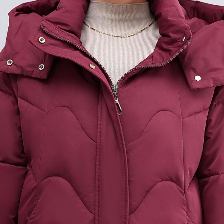Elegant Middle Age Woman Winter Parkas Long Coat Hooded Overcoat Casual Thick Warm Lady Jackets