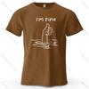 I'm Fine Funny Printed Men's T-Shirt 100% Cotton Oversized Minimalist Cartoon Graphic Tees for Women Tops Tees Streetwear