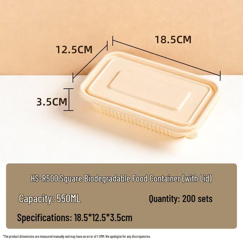 Compostable Corn Starch Rectangular Meal Box with Lid