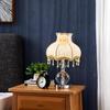 Luxshiny Vintage Lamp Shade, Victorian Lampshade with Beads Fringe Scallop Dome Lamp Cover European Cloth Lamp Covers Replacement Clip-on Lamp Shade