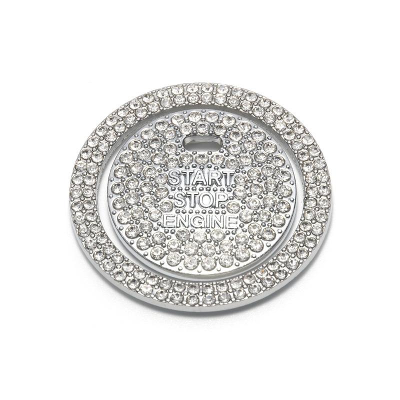 1 Set Ring and Button Car Bling One-Click Start Stop Engine Ignition Sticker Universal Crystal Rhinestone Metal Decor Cover