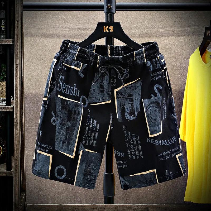 Men's Summer Casual Print Shorts Youth Summer Mesh Handsome Beach Short Pants