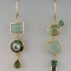 Asymmetrical Green Tone Geometric Drop Earrings for Women Retro Bohemian Style Earrings for Vacation and Daily Wear