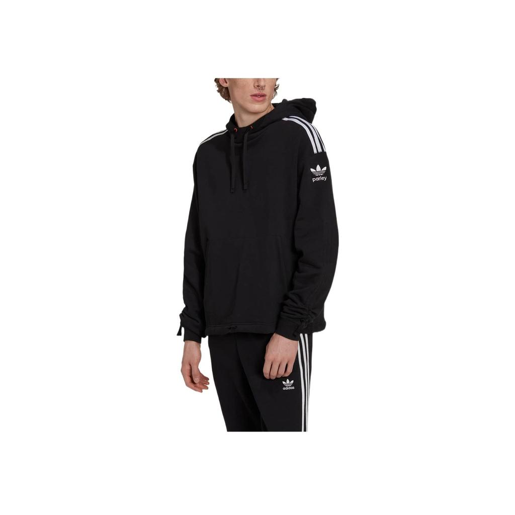 Adidas Originální mikina s kapucí Parley s charakteristickým potiskem trojlístku a pruhů Unisex mikina Černá HN7029