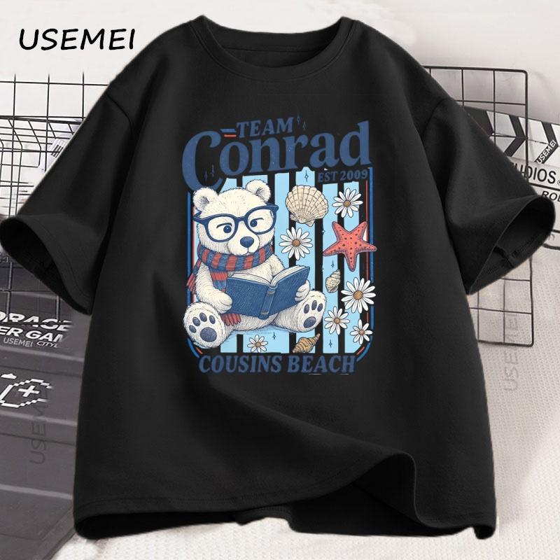 Team Conrad Junior Mint Bear T Shirt Summer Beach Tee Men Women Loose Cotton Short Sleeve T-shirt Crewneck Tshirt Breathable