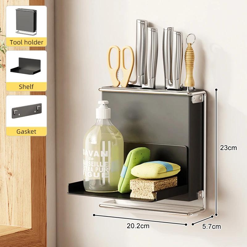 Kitchen Knife Drying Holder With Drainer Integrated Knives Chopsticks Fork Spoon Storage Rack Sink Utensils Organizer Container