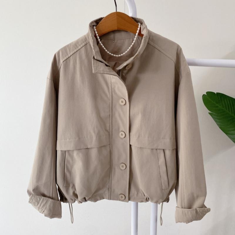 Honey J Women Nacht High Neck Button String Trench Jacket  4colors 
