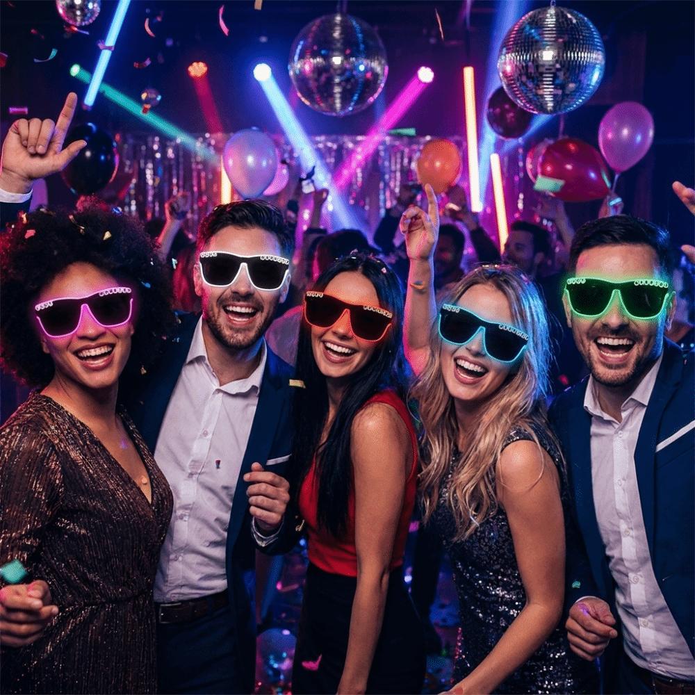 Gift White LED Glasses Heart Shaped Wire Glowing Heart Glasses Square Bright Neon Glasses Party