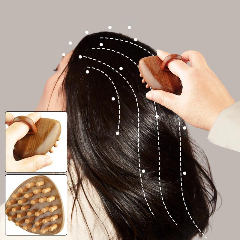Natural Sandalwood Meridian Massage Comb Wooden Anti-Cellulite Gua Sha Tool Headache Relief Relaxation Scalp Point Massage Brush