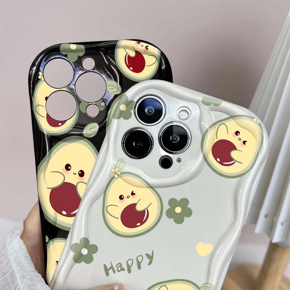 Kreslený vzor krémová textura pouzdro vlnitý okraj měkký silikonový kryt pouzdro na telefon pro iPhone Samsung Huawei Honor Xiaomi Redmi Infinix Tecno