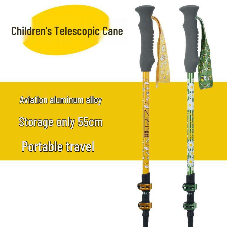 Children's Portable Aluminum Trekking Poles: Ultralight, Retractable, Folding Walking Sticks for Outdoor Adventures