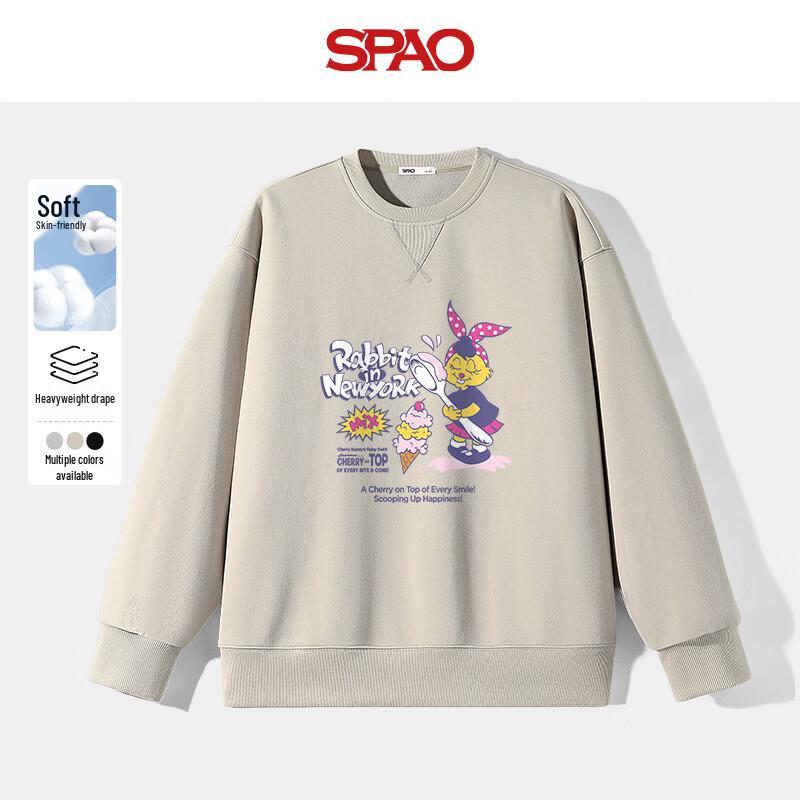 

SPAO Women s Cartoon Rabbit Cotton-Blend Round Neck Sweatshirt XL