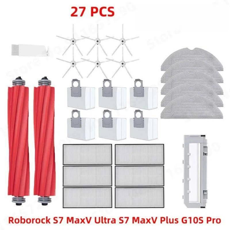 Suitable For Roborock S7 / S7 MaxV Ultra / S7 MaxV Plus / G10S Pro / G10 Replacement Accessories Main Side Brush Cover Dust Bag Mop Hepa Filter