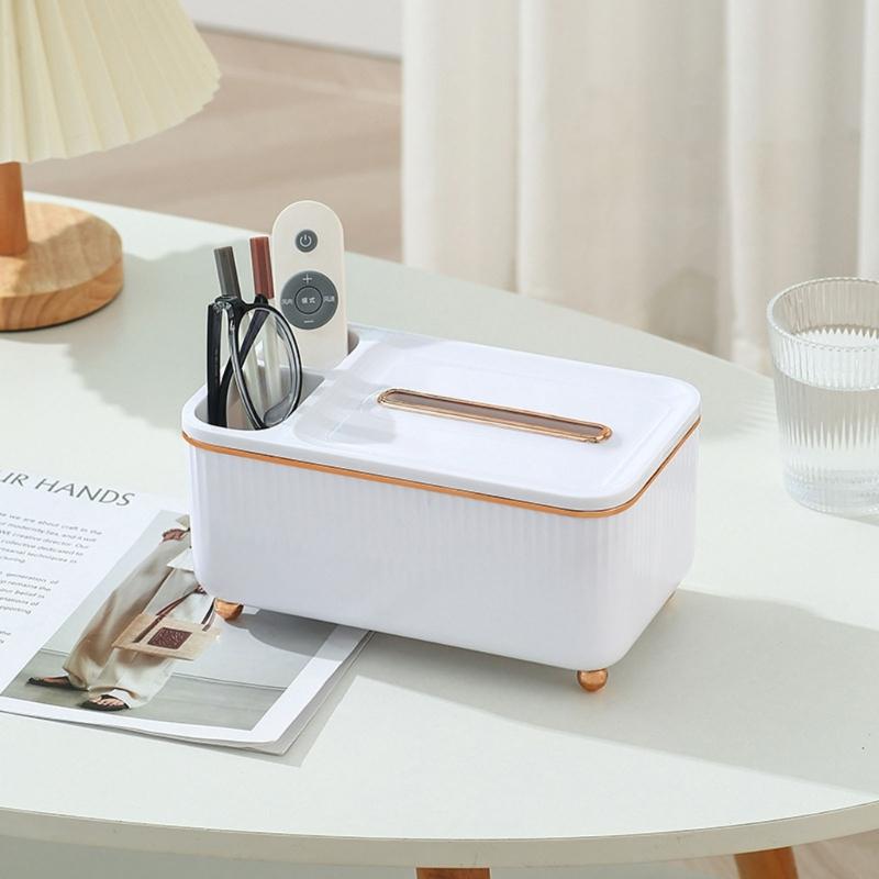 Organizer na biurko Pudełko na chusteczki Uchwyt na ołówki i długopisy Wielofunkcyjne pudełko do przechowywania na biurko Pojemnik Prostokątny dozownik chusteczek