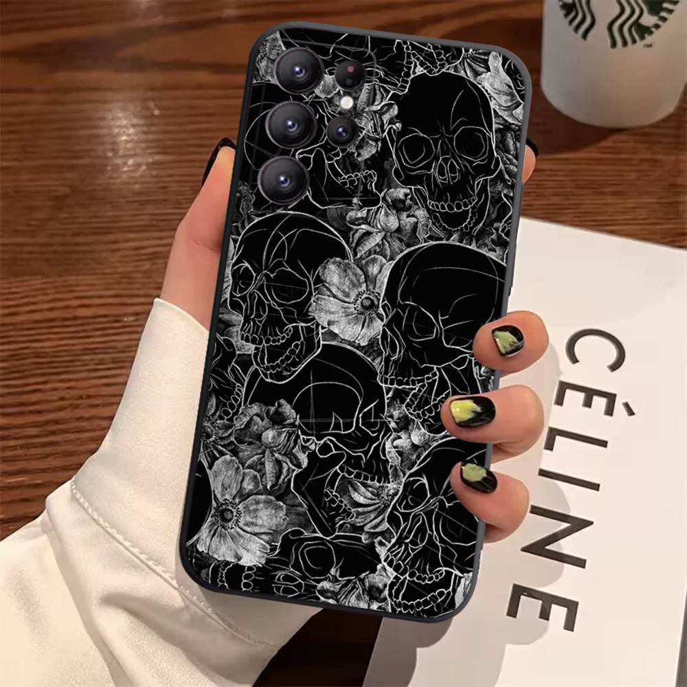 Skull Gothic Creepy Pastel Goth Case For Samsung Galaxy Case S25 S23 S22 S21 S30 S20 S10 Ultra Plus FE TPU Soft Cover