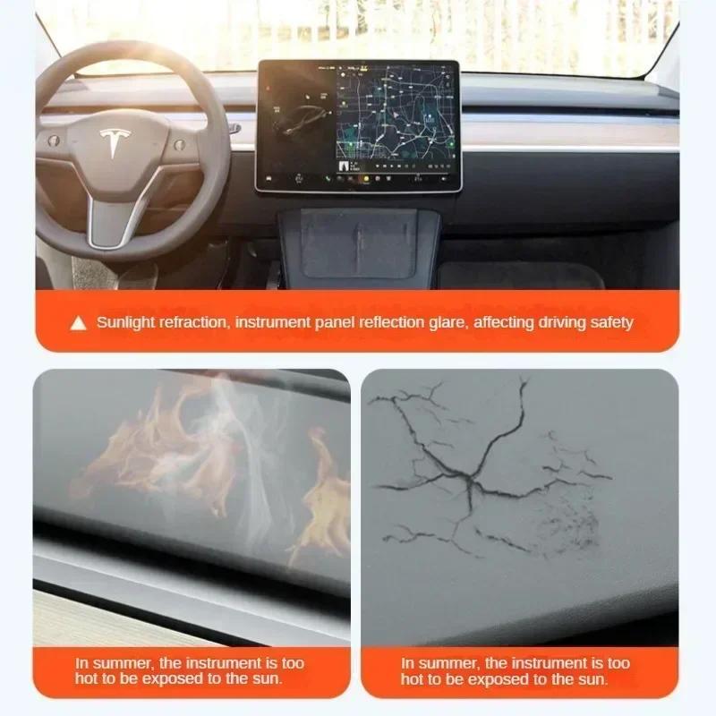 2017-2025 Anti-UV Dashboard Cover For Tesla Model 3 Y Center Console Accessories Dash Mat Protector Pad Sunshade