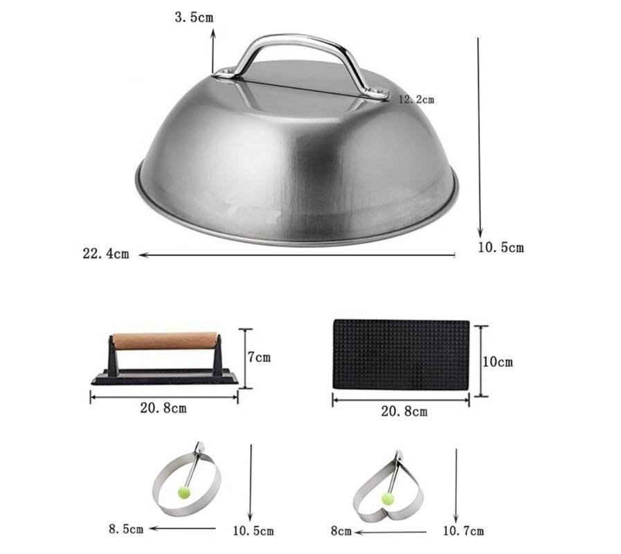 Cast Iron BBQ Steak Press & Pot Lid - Kitchen & Outdoor Grill Tool Set