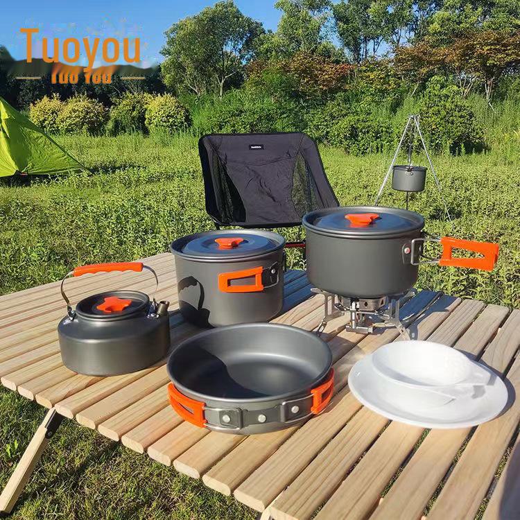 Camping Cookware: Outdoor Pots, Kettles, Frying Pans, Cookware, Camping Equipment, Portable Kitchen Utensils, Camp Cookers, Cassette Stoves.