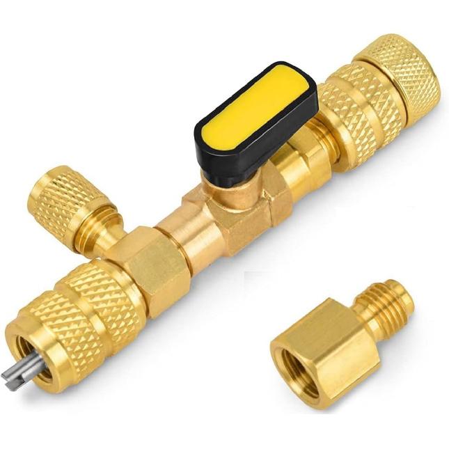 R410A R22 AC Valve Core Remover Installer Tool, Valve Core Remover, Dual Size 1/4"-5/16" Port HVAC Valve Core Removal Installer for Refrigeration Air