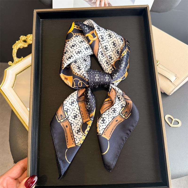 French Equestrian Simulation Silk Printed Silk Scarf Square Scarf Premium Shawl Sunscreen Neck Professional Scarf Headscarf Scarf