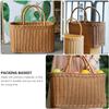 Alipis Decorative Woven Basket with Handle, Brown Plastic Rattan Flower Arrangement Basket for Storage, Picnic, Home Decor, Fruits, Vegetables,