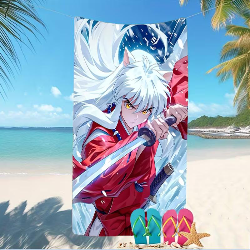 Beach Towel with Inuyasha Pattern - soft,absorbent,machine washable Lightweight&Modern,swimming,Travel Essentials