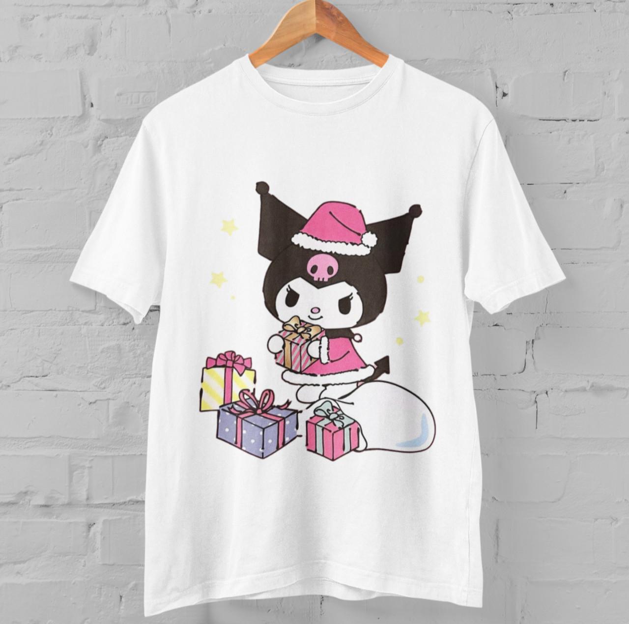 Kuromi Christmas T-Shirt Cute Sanrio Gift Box Design Kawaii Graphic Tee Unisex L