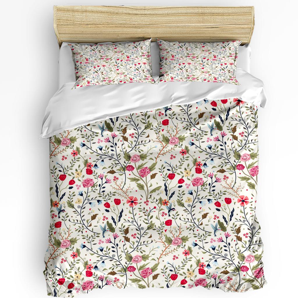 Lavender Purple Flowers Leaves Retro 3pcs Bedding Set For Bedroom Double Bed Home Textile Duvet Cover Quilt Cover Pillowcase