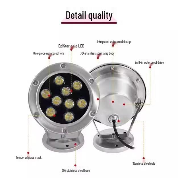 Colorful Low Voltage (12V/24V) Underwater Light for Pools, Fountains, and Ponds