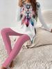 Vintage floral print crew neck long-sleeved set slim sports slim tight yoga trousers set