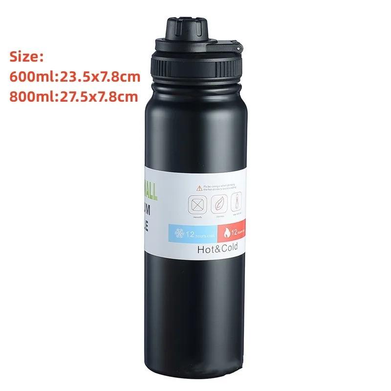 600/800ML Outdoor Thermos Kettle Water Bottle with Tea Filter Stainless Steel Travel Insulated Cup Leak-proof Sports Flask