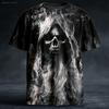 Halloween Men's Skulls T Shirt Short Sleeve T shirt 3D Print Crew Neck Shirt Exaggerated Designer Horror t shirt