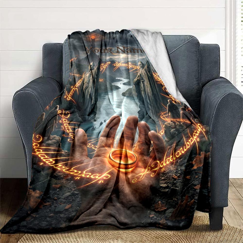 Lord Rings Customize Text Blanket Cozy Personalized Blanket Durable Comfort for Sofa Bed Office Chair Nap Ideal for All Seasons