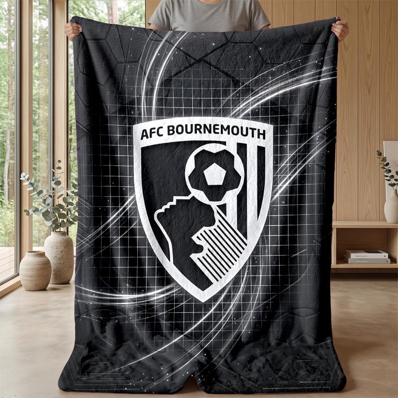 Bournemouth Football Print Flannel Blanket, Soft Warm Lightweight Throw Blanket for Sofa Bed Camping