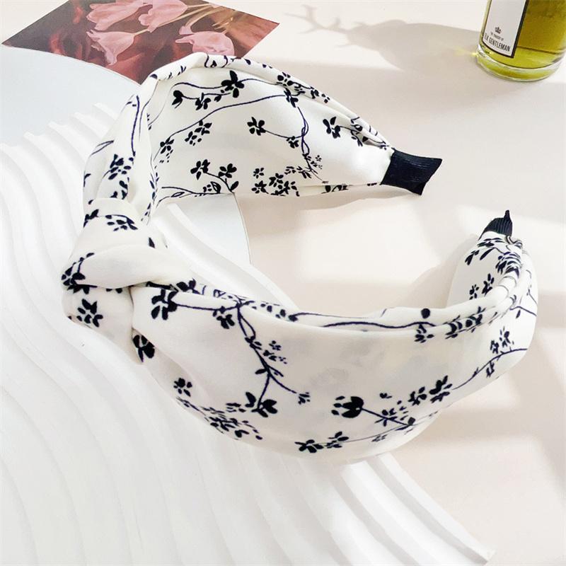 Fashion Women's White Black Floral Print Headbands for Ladies And Girls Daily Casual Hair Hoops Accessories