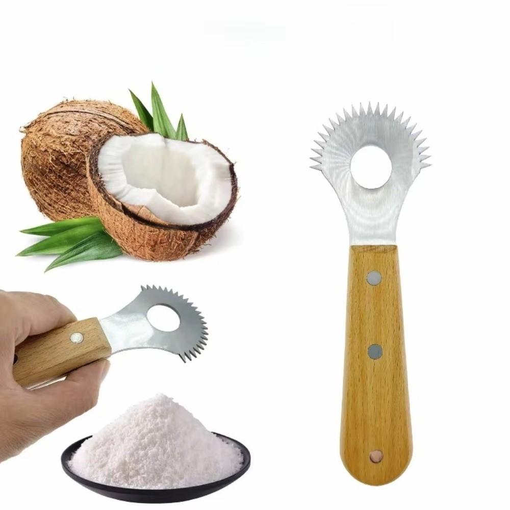 Stainless Steel Fruit Spoon Planer Wooden Handle Coconut Milk Making Tools Coconut Planer Home