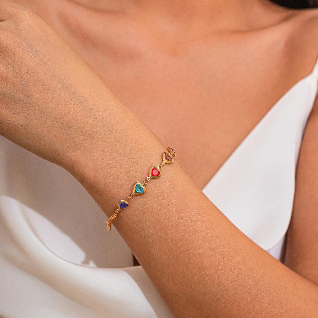 Temperament Light Luxury Square Colored Rhinestone Collarbone Chain, Wind Dopamine Peach Heart Crystal Necklace