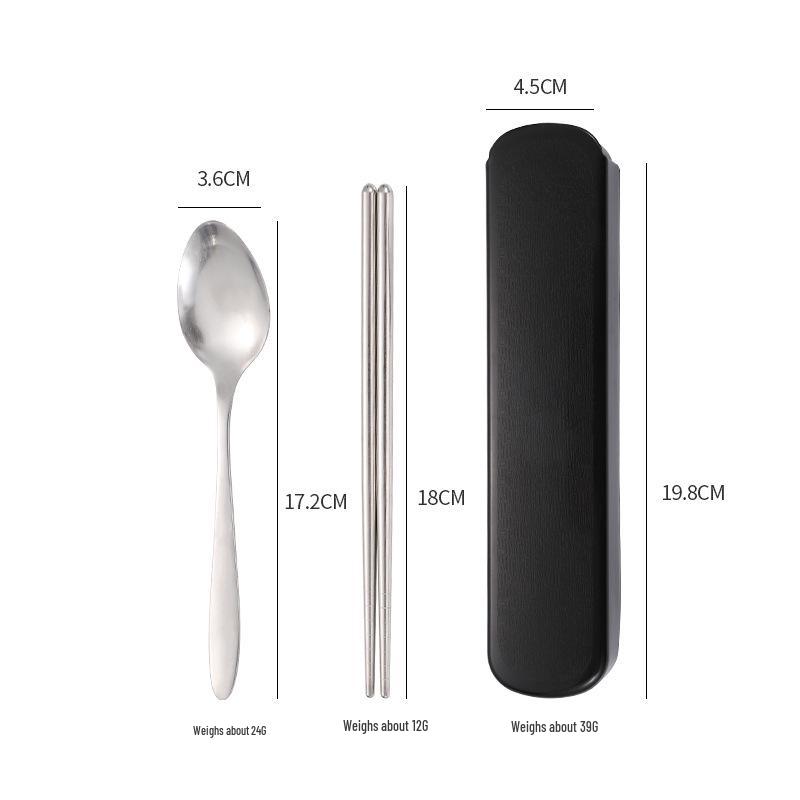 Portable Stainless Steel Cutlery Set: Fork, Spoon & Chopsticks - Ideal for Students & Outdoor Use
