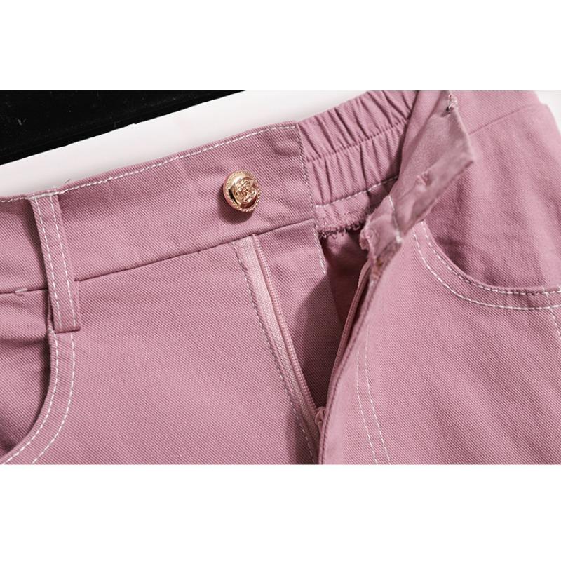 Summer Style Plus Size Skirts Solid Buttons Women Denim A-Line Vintage Basic Skirt 5XL Pink