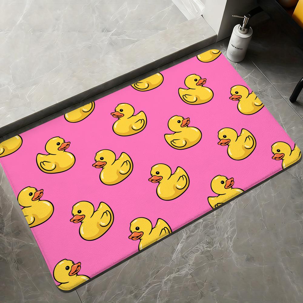 Cartoon Rubber Duck Floor Mat Flannel Rugs Soft Winter Warmth Floor Mat Thickened Non-Slip for Living Room Home Door Mat