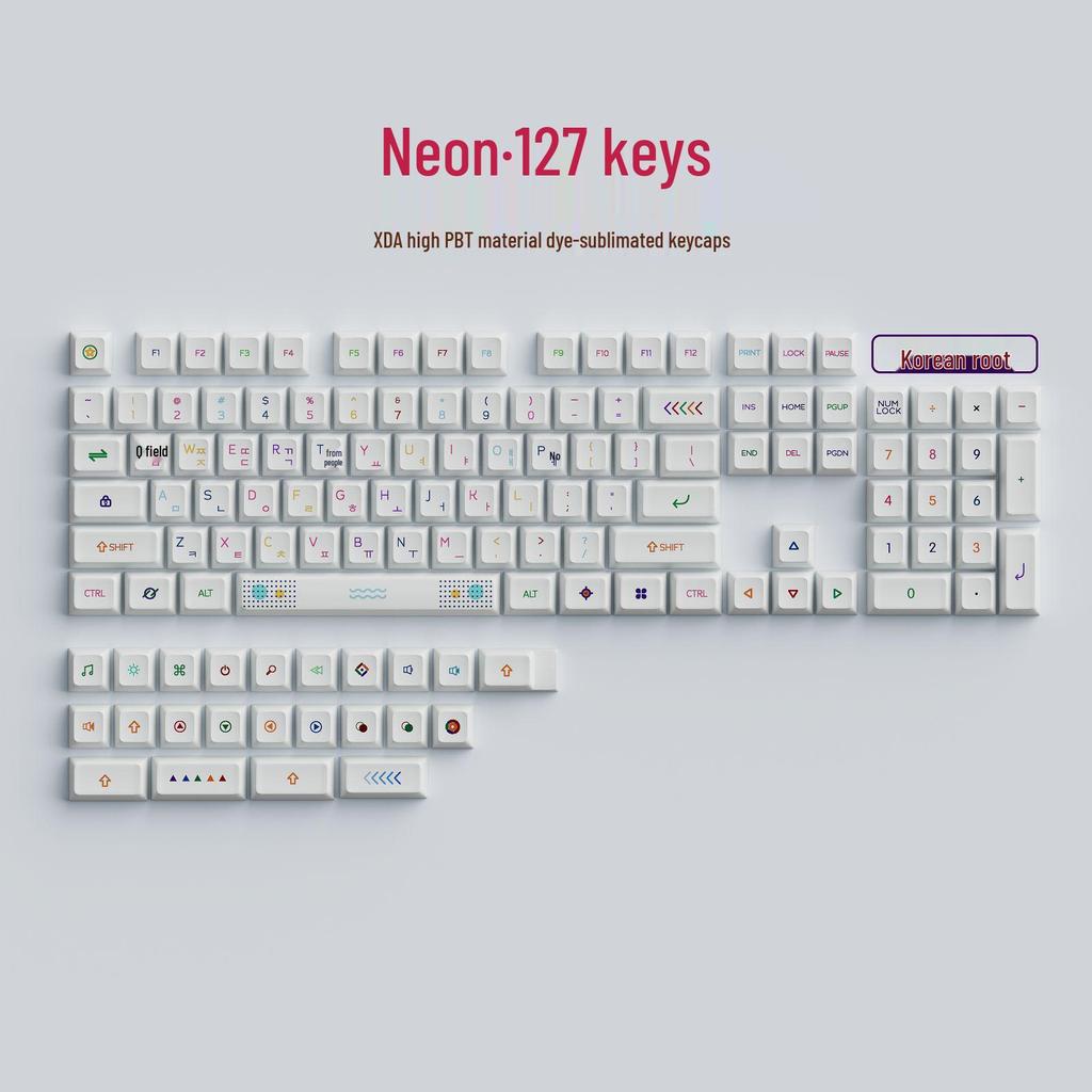127-Key Neo XDA Height Gaming Keycaps with Russian & Korean Phonetic