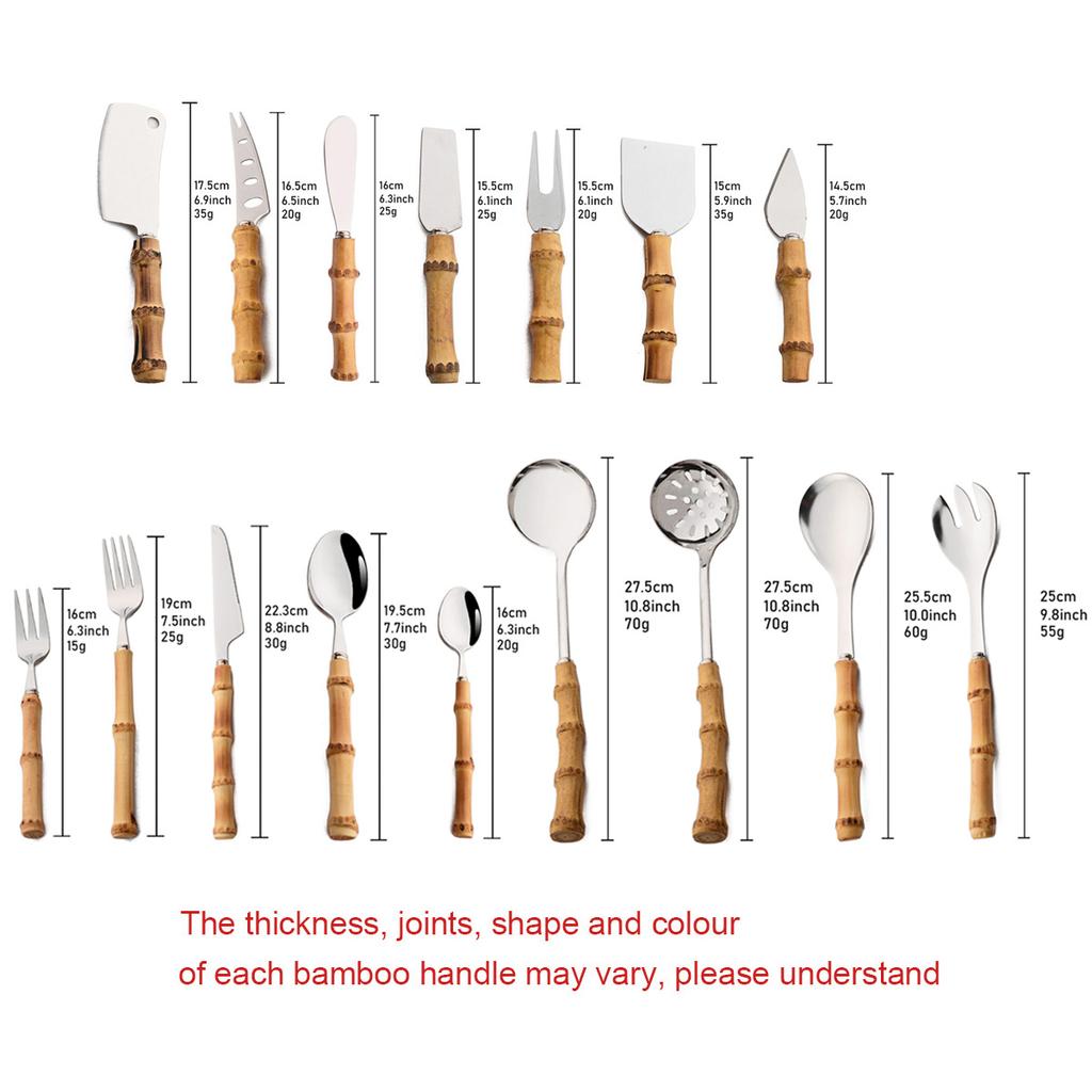 4/5/7-piece Cheese Knife Set Stainless Steel Silverware Set Bamboo Handle Utensils Hostess Serving Set for Buffet Home