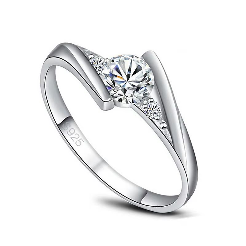 New Vintage Silver Color Zircon Stone Ring for Women Cute Small Round Crystal Wedding Jewelry Promise Engagement Ring