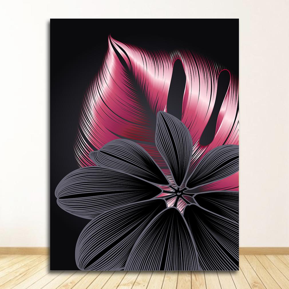 Black Golden Plant Leaf Canvas Poster Print  Abstract Wall Art Painting Nordic Living Room Decoration Picture Modern Home Decor